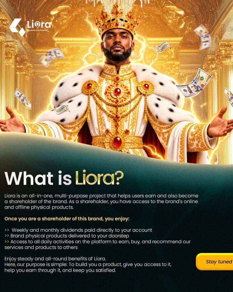 What is Liora? — a crowned king in a golden palace introducing Liora